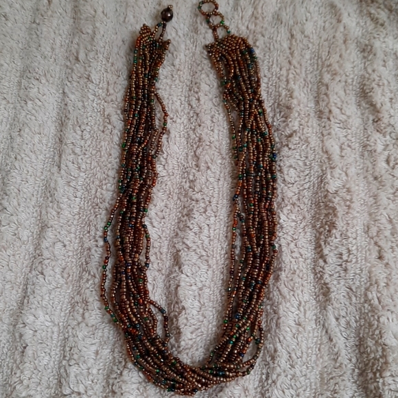 Earthtone beaded multistrand necklace - Picture 1 of 4